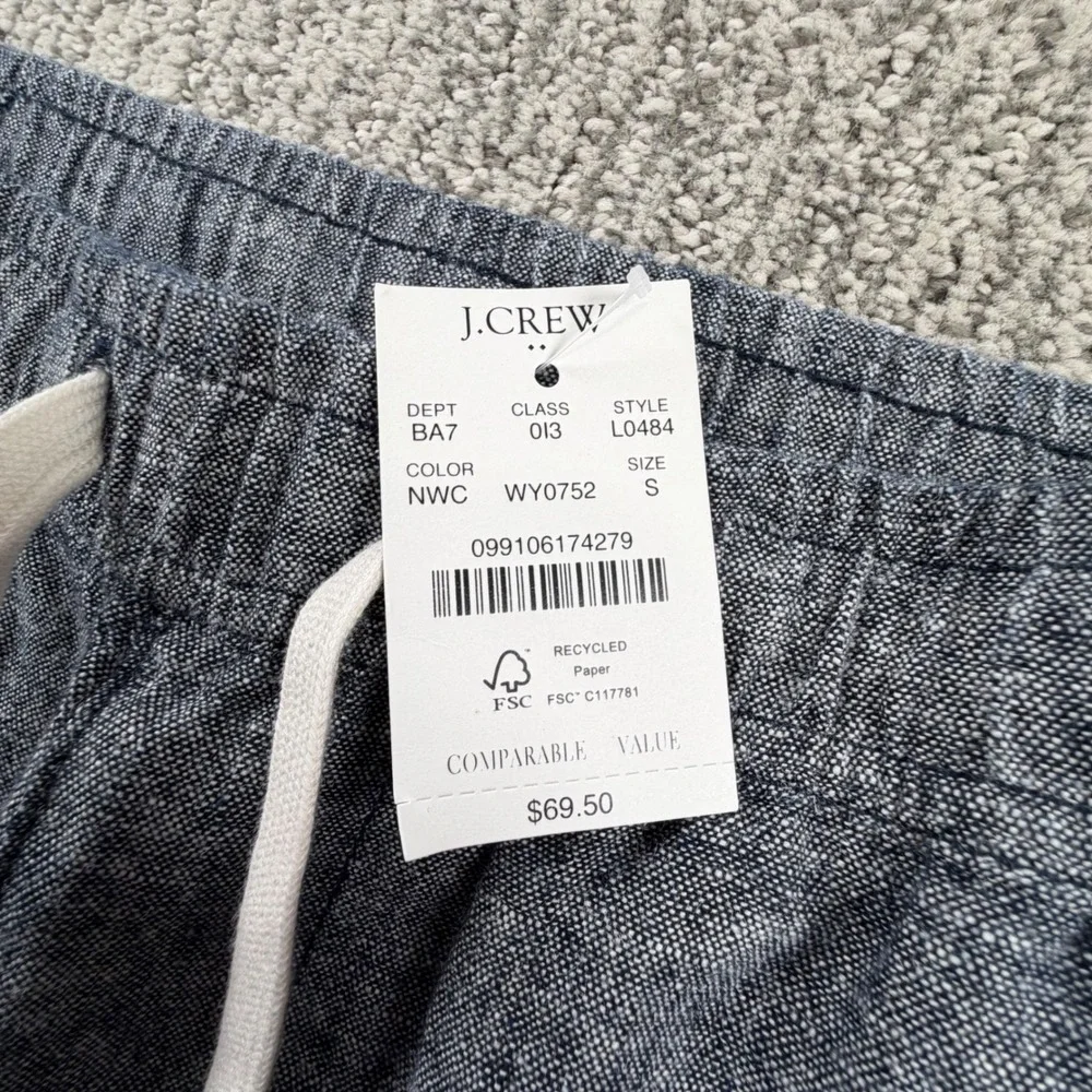 J.Crew Linen Blend Pants Mens S Blue Re-Imagined Drawstring L0484